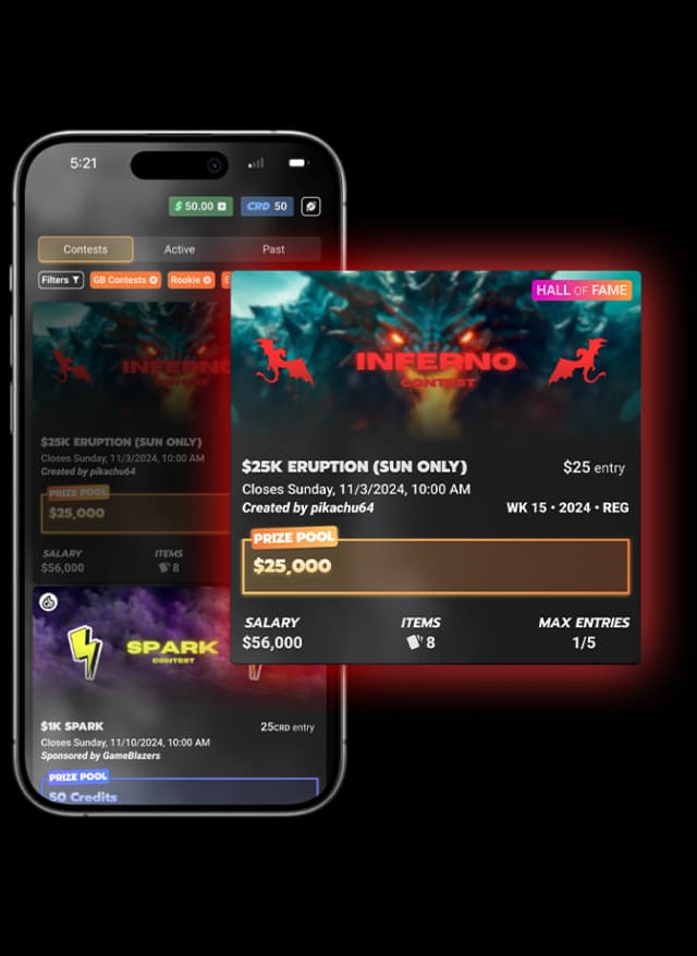 Mock of GameBlazers contest screen